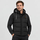 Beheizbare Unisex-Weste mit Kapuze PyreFit Horizonor, getragen, Frontansicht