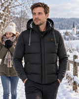 Beheizbare Unisex-Weste mit Kapuze PyreFit Horizonor im Winteralltag: Am Wochenende