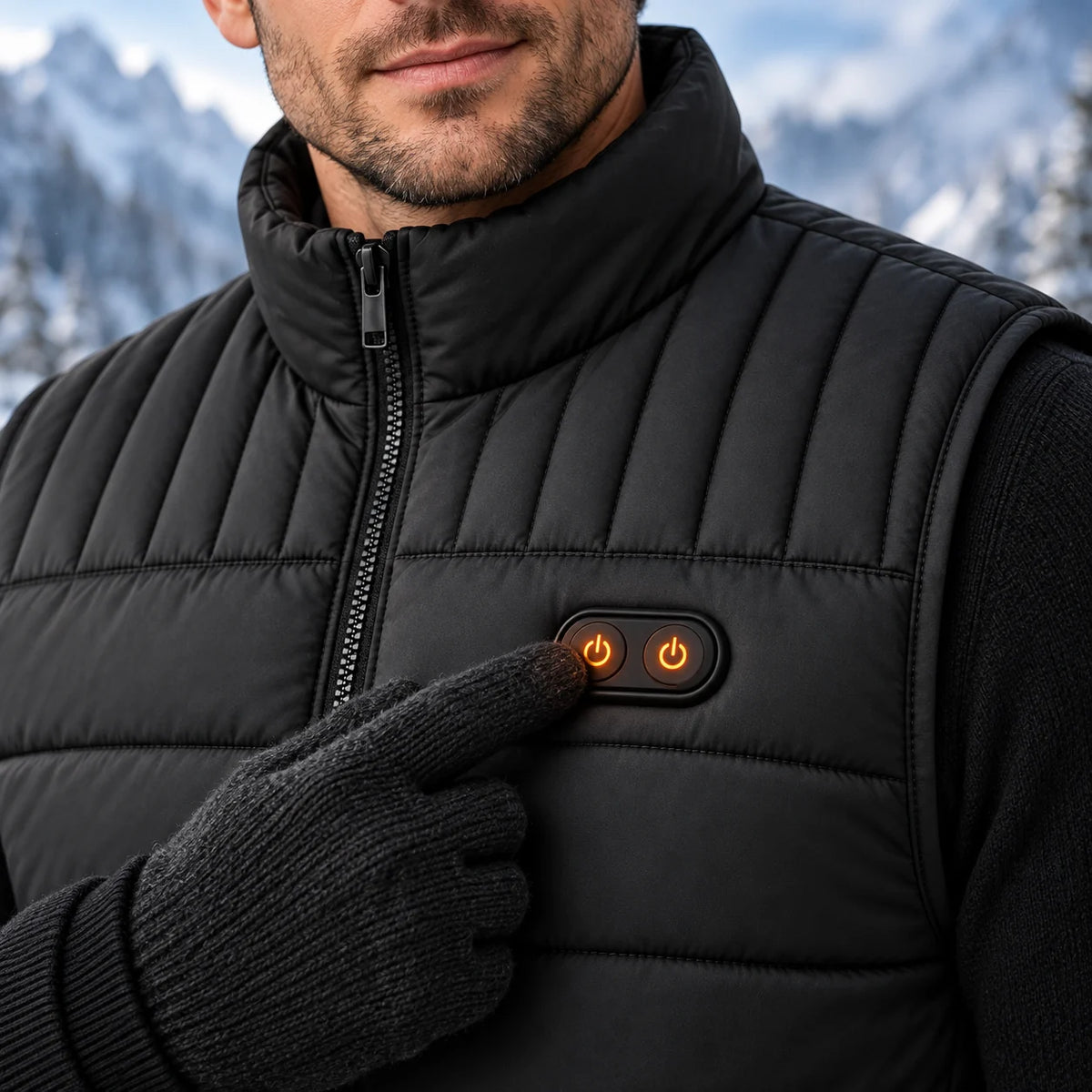 Beheizbare Unisex-Weste PyreFit Matrixor, Bedienknopf im Detail