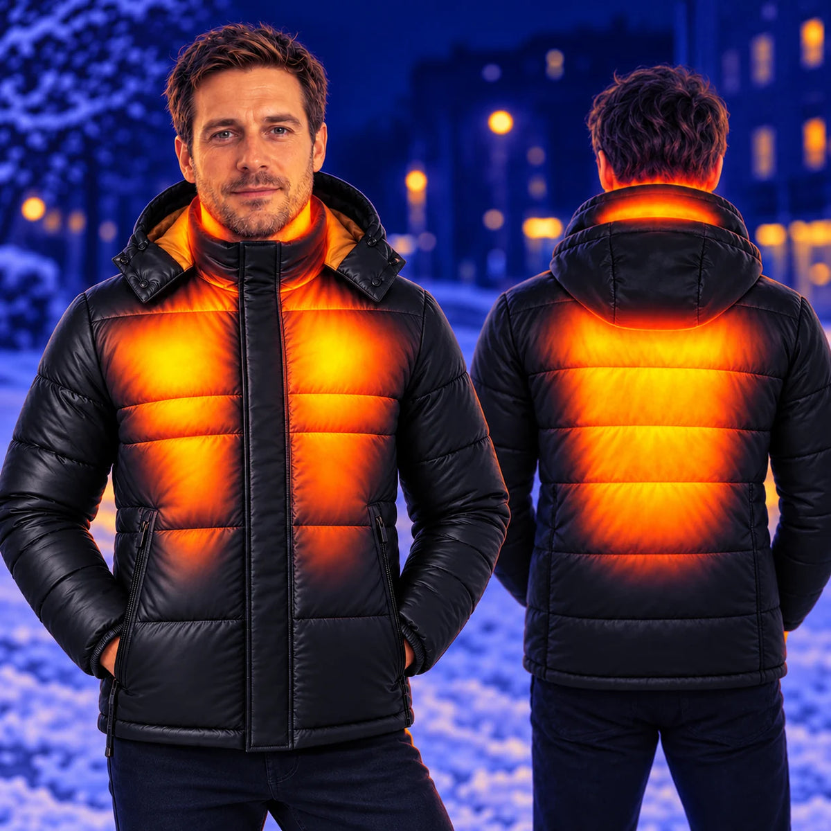 Beheizbare Herren-Steppjacke PyreFit Norvia – Wärme an Nacken, Brust und Rücken