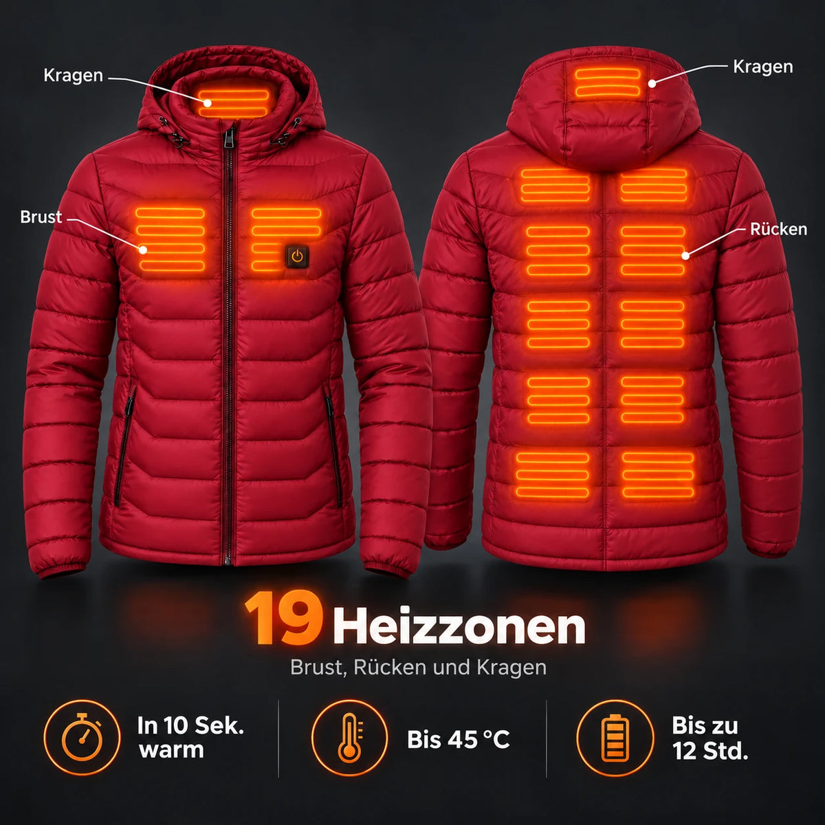 PyreFit Rangor in Rot – Heizbereiche