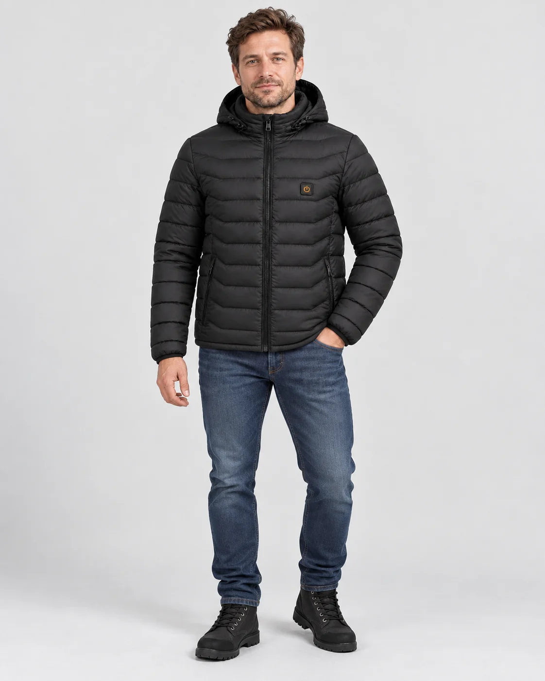 Beheizbare Herren-Steppjacke PyreFit Rangor, Ganzkörperansicht