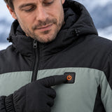 Beheizbarer Unisex-Parka PyreFit Schiefer, Bedienknopf im Detail