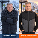 Vergleich: normale Winterjacke und Sherpor mit Heizung