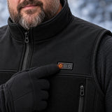 Beheizbare Unisex-Weste mit verstellbarer Weite PyreFit Tarnor, Bedienknopf im Detail