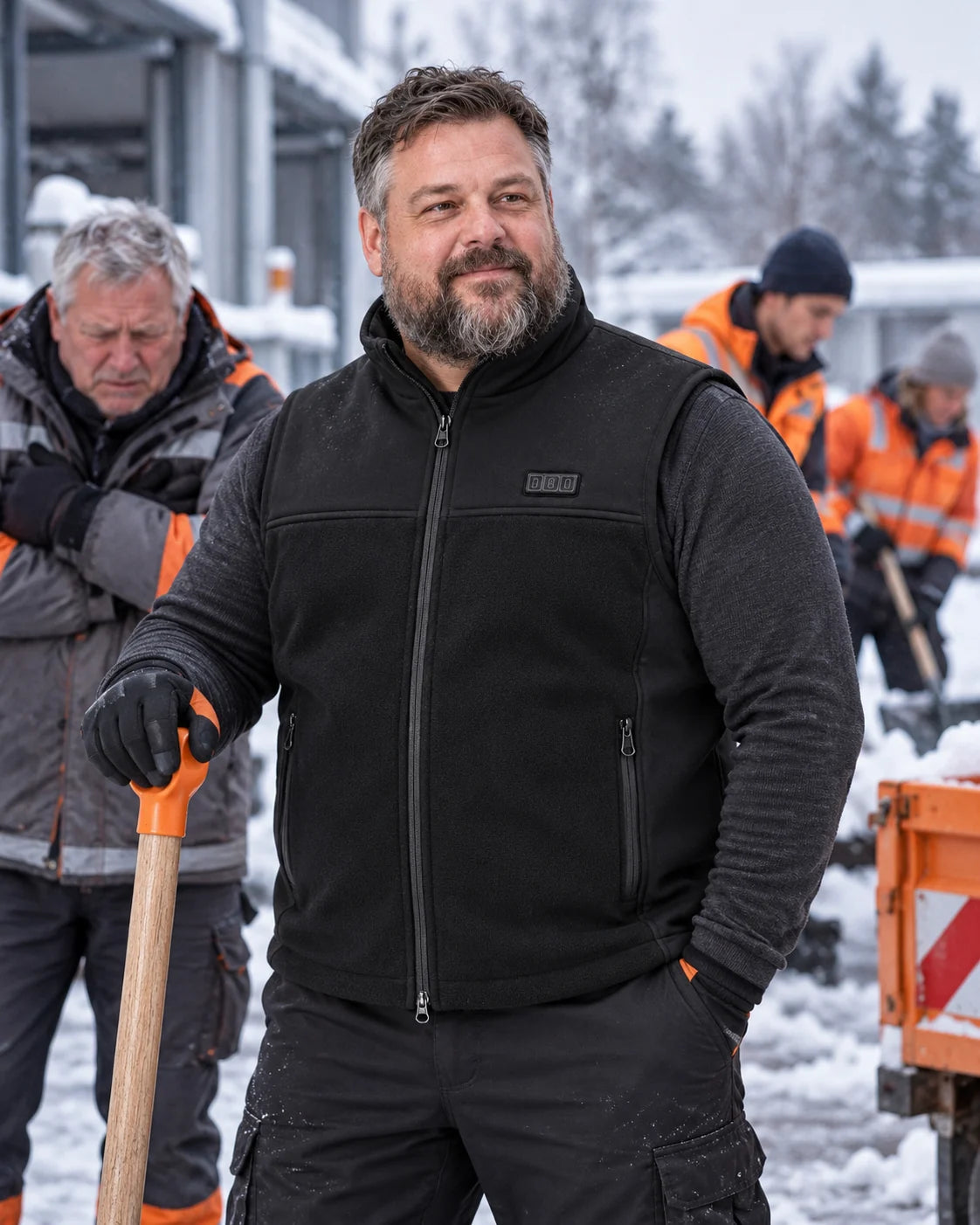Beheizbare Unisex-Weste mit verstellbarer Weite PyreFit Tarnor im Winteralltag: Bei der Arbeit draußen