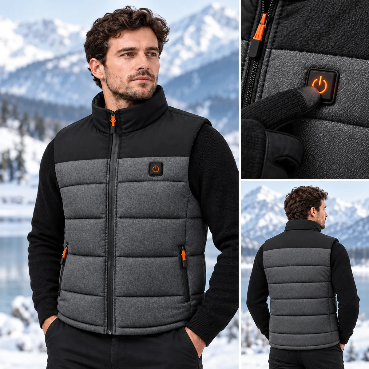 Beheizbare Unisex-Weste PyreFit Trailon, Bedienknopf im Detail