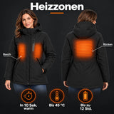 Beheizbarer Damenparka PyreFit Traverso: Heizzonen an Bauch und Rücken