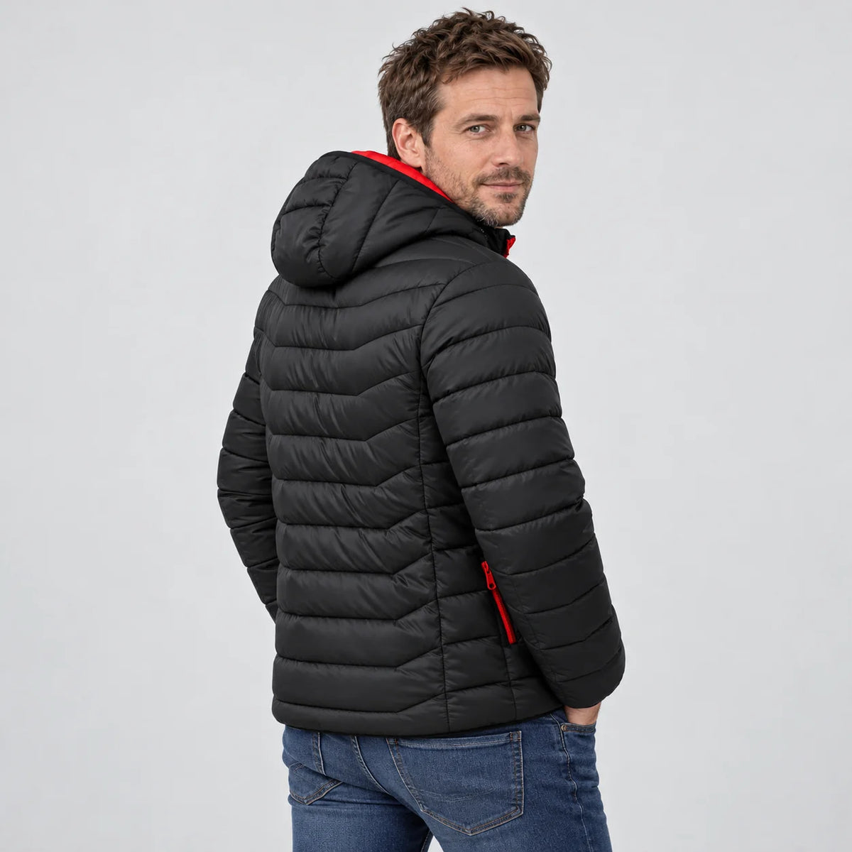 Beheizbare Herren-Steppjacke PyreFit Travina, Rückansicht