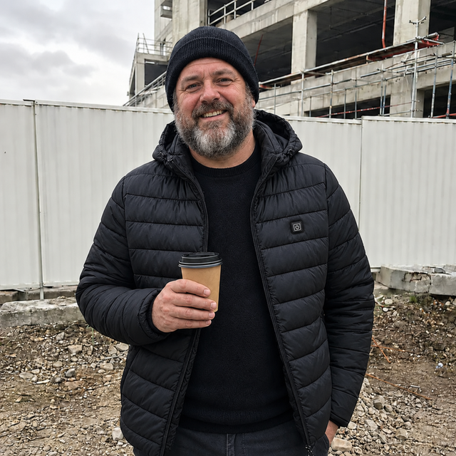 Pascal G. mit der PyreFit Heizjacke