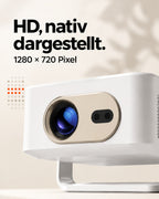 Mini Beamer – HD, nativ dargestellt.