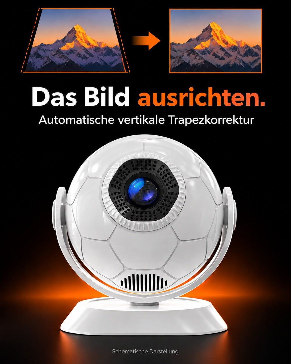 Mini-Beamer – Vertikale Trapezkorrektur