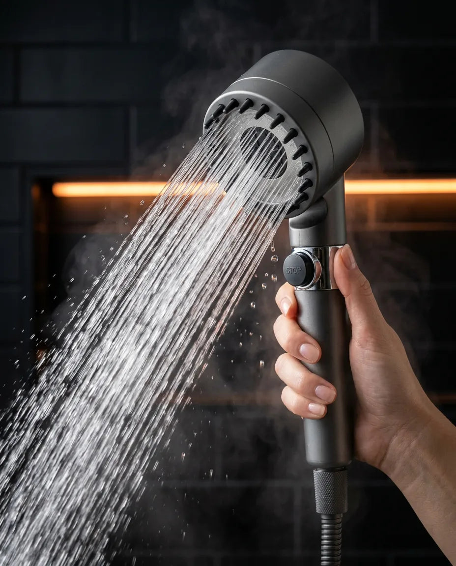Duschkopf mit Filter für hartes Wasser – hoher Druck und werkzeugfreie Montage – Produktbild 2