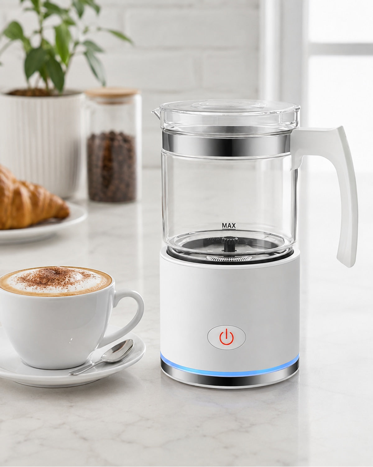Milchaufschäumer mit Glasgefäss und Basis – Produktbild 7