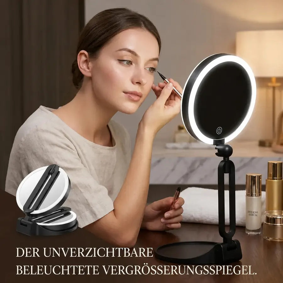 Schminkspiegel mit Licht und 30-facher Vergrösserung – wiederaufladbar und faltbar – Produktbild 3