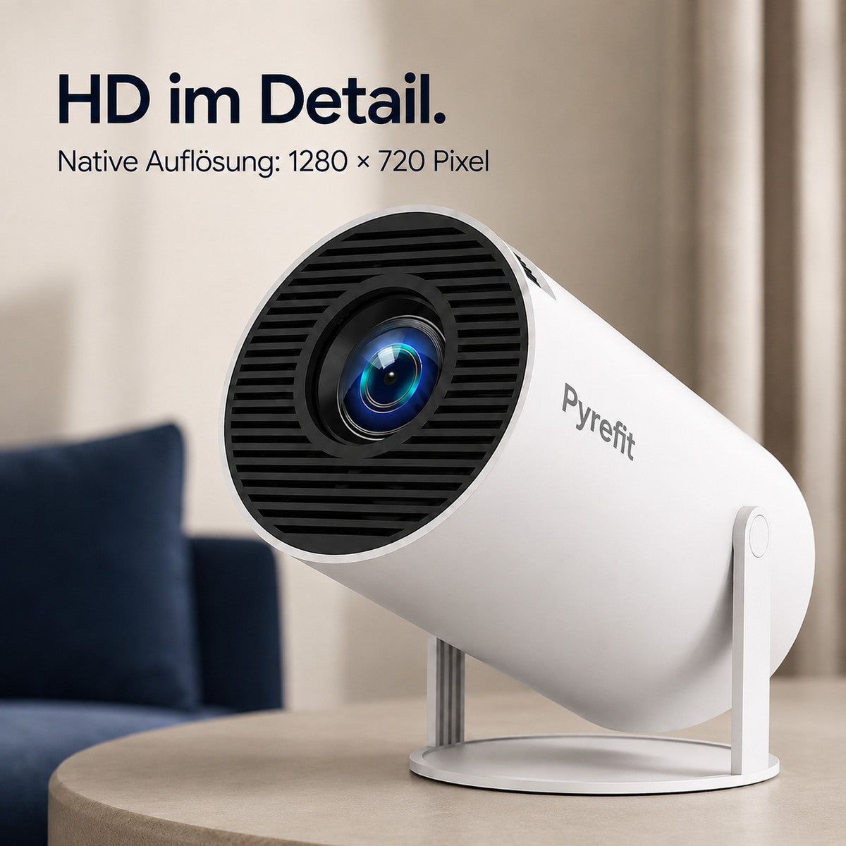 Pyrefit Mini-Beamer – HD im Detail. Native Auflösung: 1280 × 720 Pixel