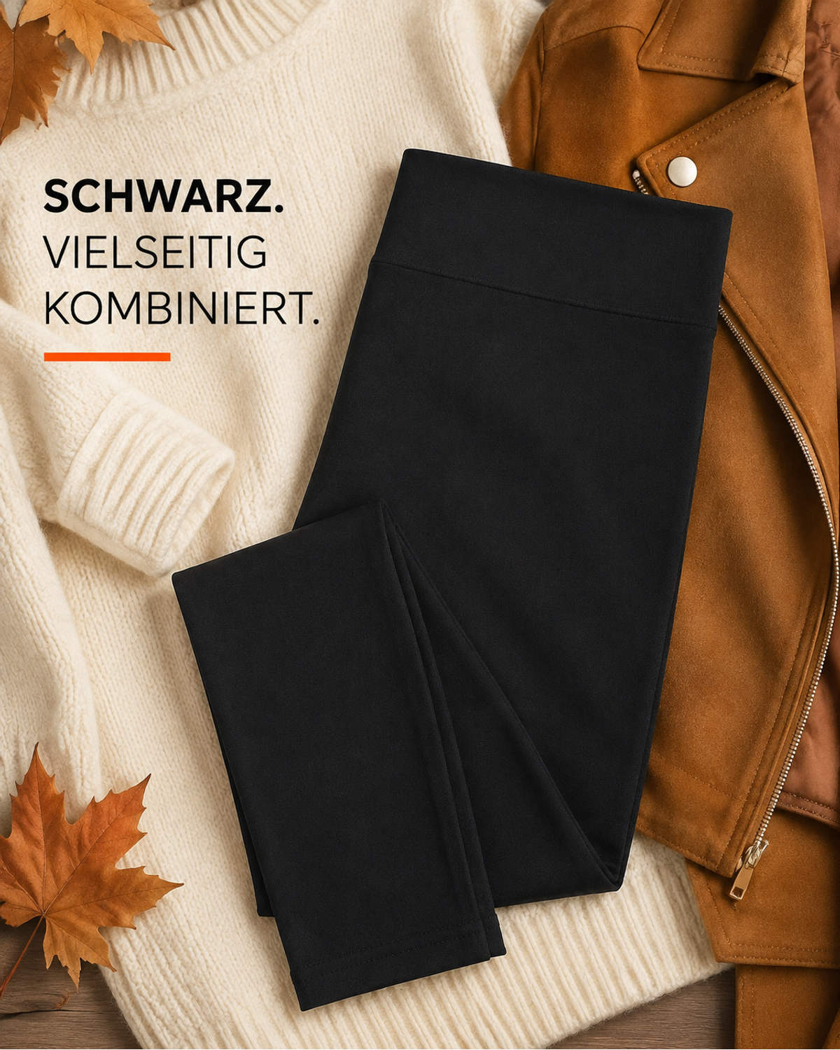 Schwarze Leggings mit Fleece-Innenseite – Produktansicht 10