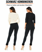 Schwarze Fleece-Leggings mit Revers – SCHWARZ KOMBINIEREN