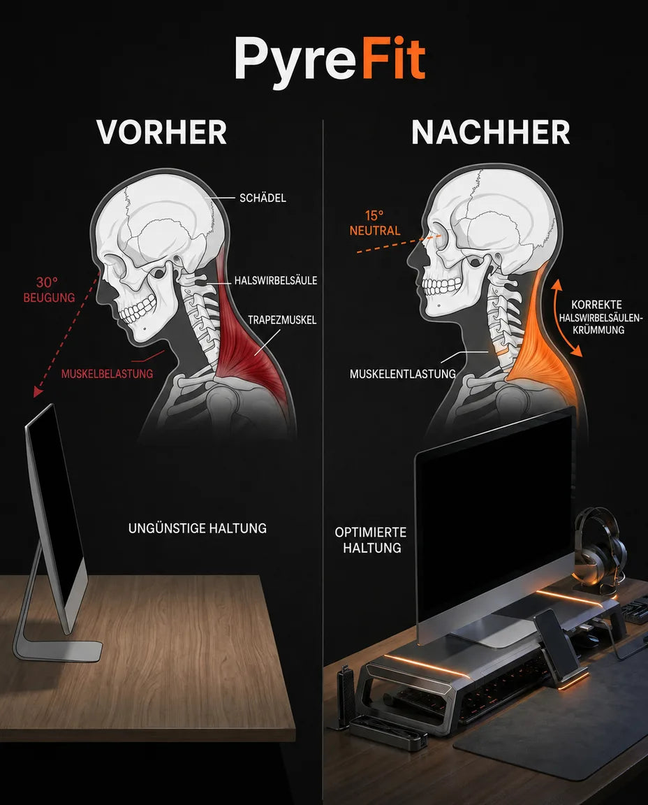Durchdachte Ergonomie — Schluss mit Nackenverspannung