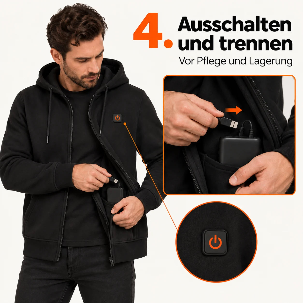 PyreFit Voltor – Beheizbarer Zip-Hoodie für Herren