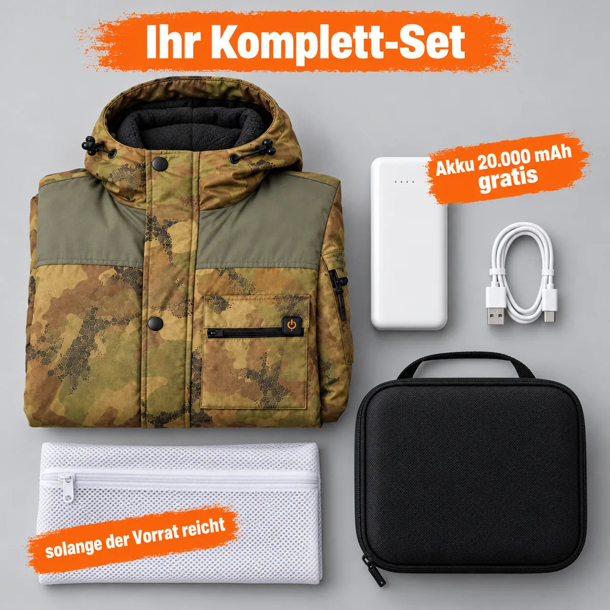 PyreFit Mistro – Beheizbarer Herrenmantel in Camouflage
