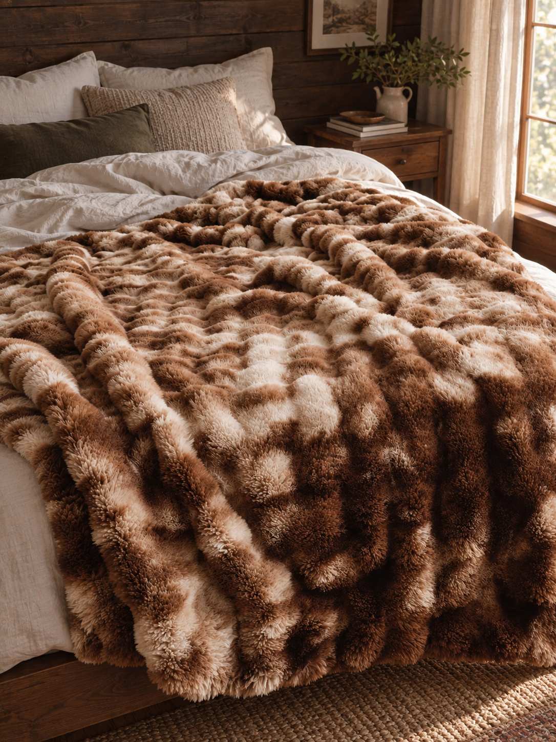 Plaid Nuage Brun marbré — posé dans un décor de vie